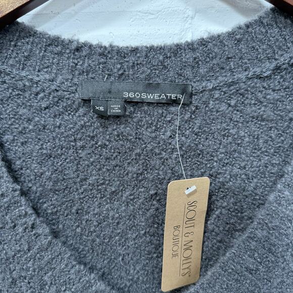 360 Sweater NWT Emory VNeck Wool Alpaca Blend Sweater Granite Gray Sz XS Soft - Picture 7 of 14